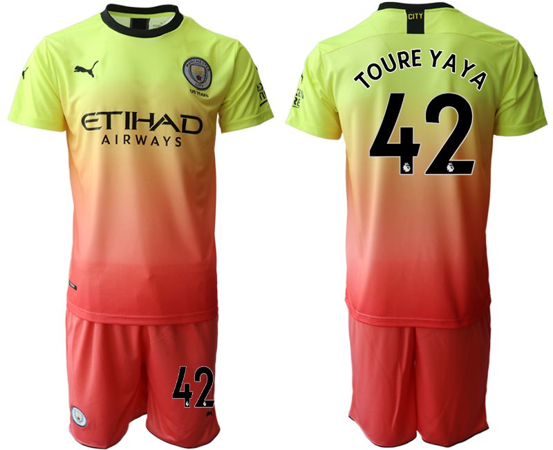 Men 2019-2020 club Manchester City away #42 yellow Soccer Jerseys